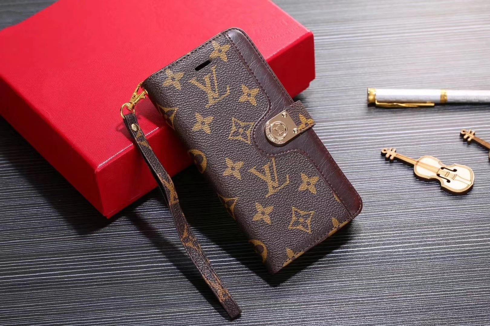 Ibesal Jewelry Leather Folio Louis Vuitton Samsung Cases
