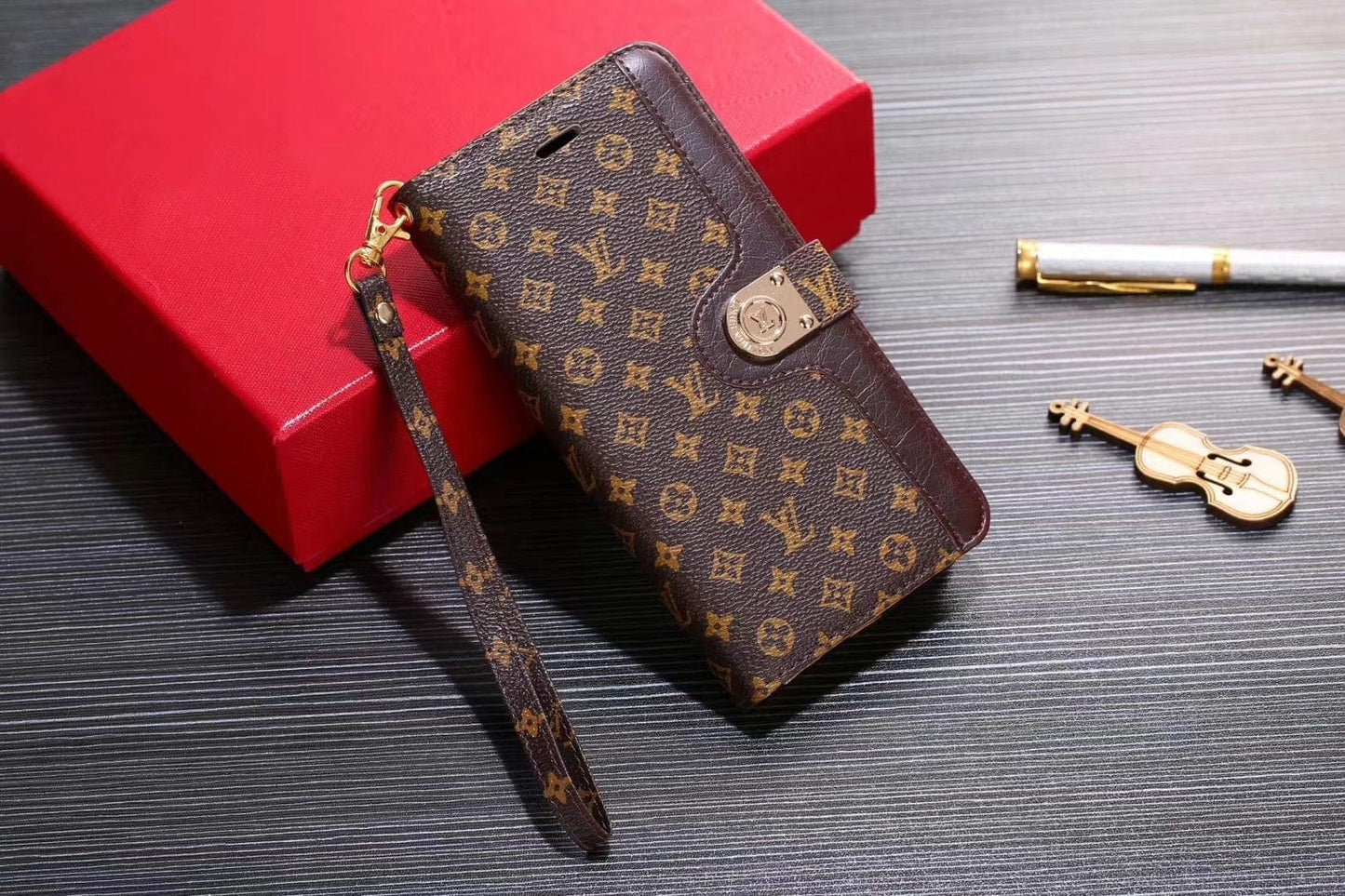 Ibesal Jewelry Leather Folio Louis Vuitton Samsung Cases