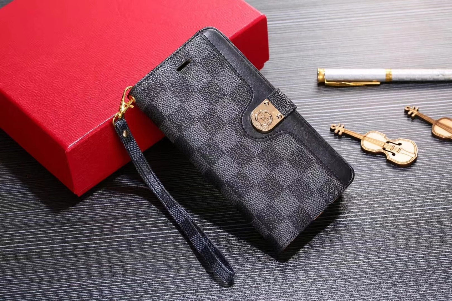 Ibesal Jewelry Leather Folio Louis Vuitton Samsung Cases