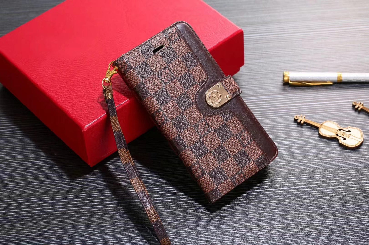 Ibesal Jewelry Leather Folio Louis Vuitton Samsung Cases