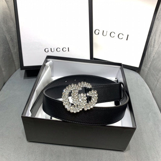 Tunde Store Black Crystallized Gucci Belt