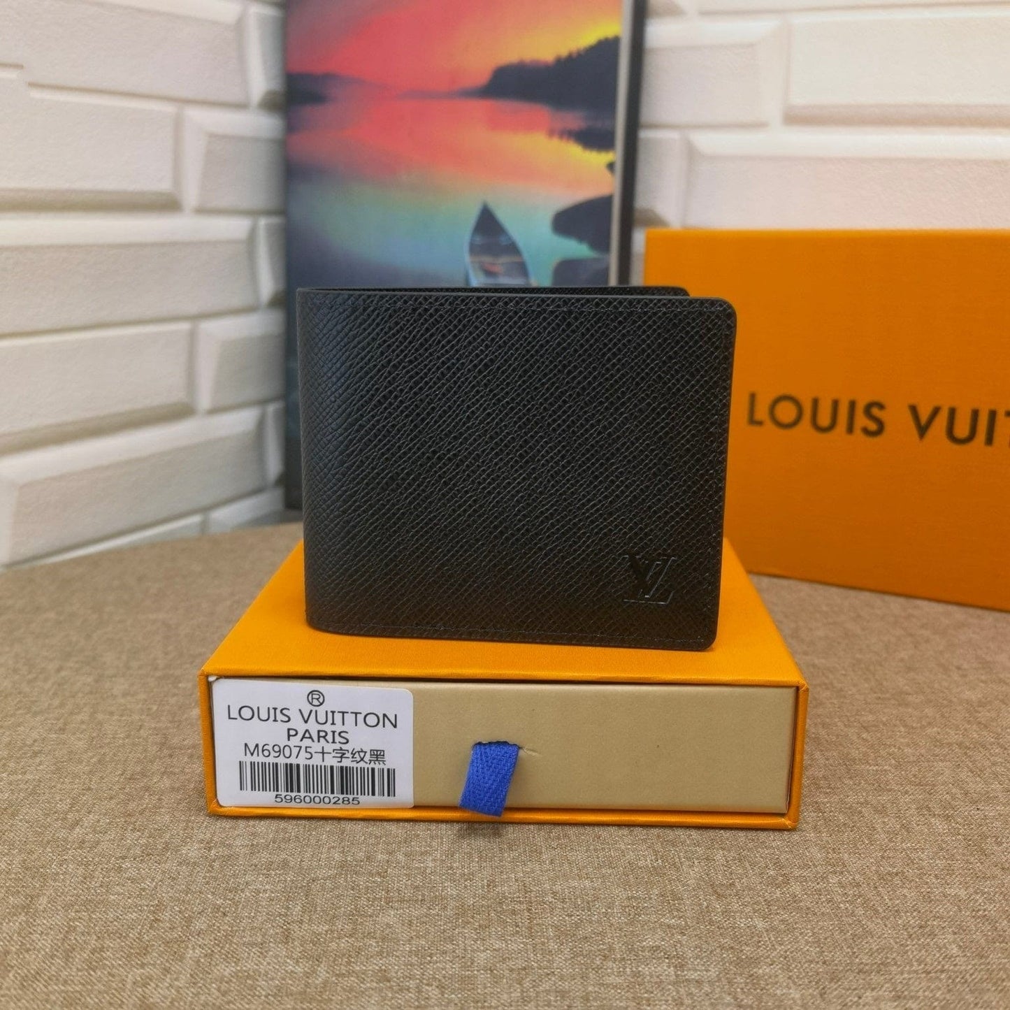 Tunde Store Black Leather Louis Vuitton Wallet With Gray Monogram
