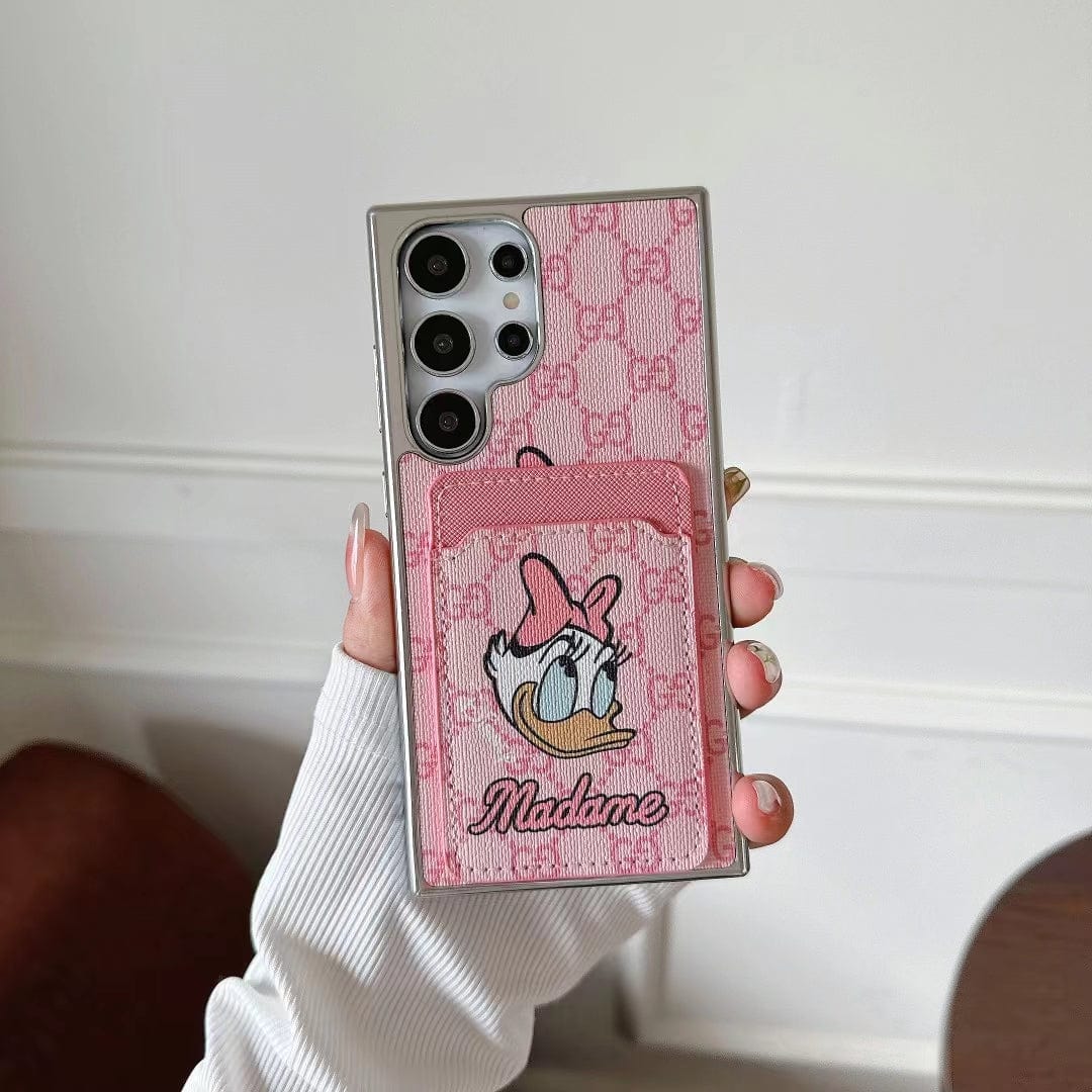 Tunde Store Cartoon-Themed Designer Phone Case with Card Holder for Samsung S23 and S24