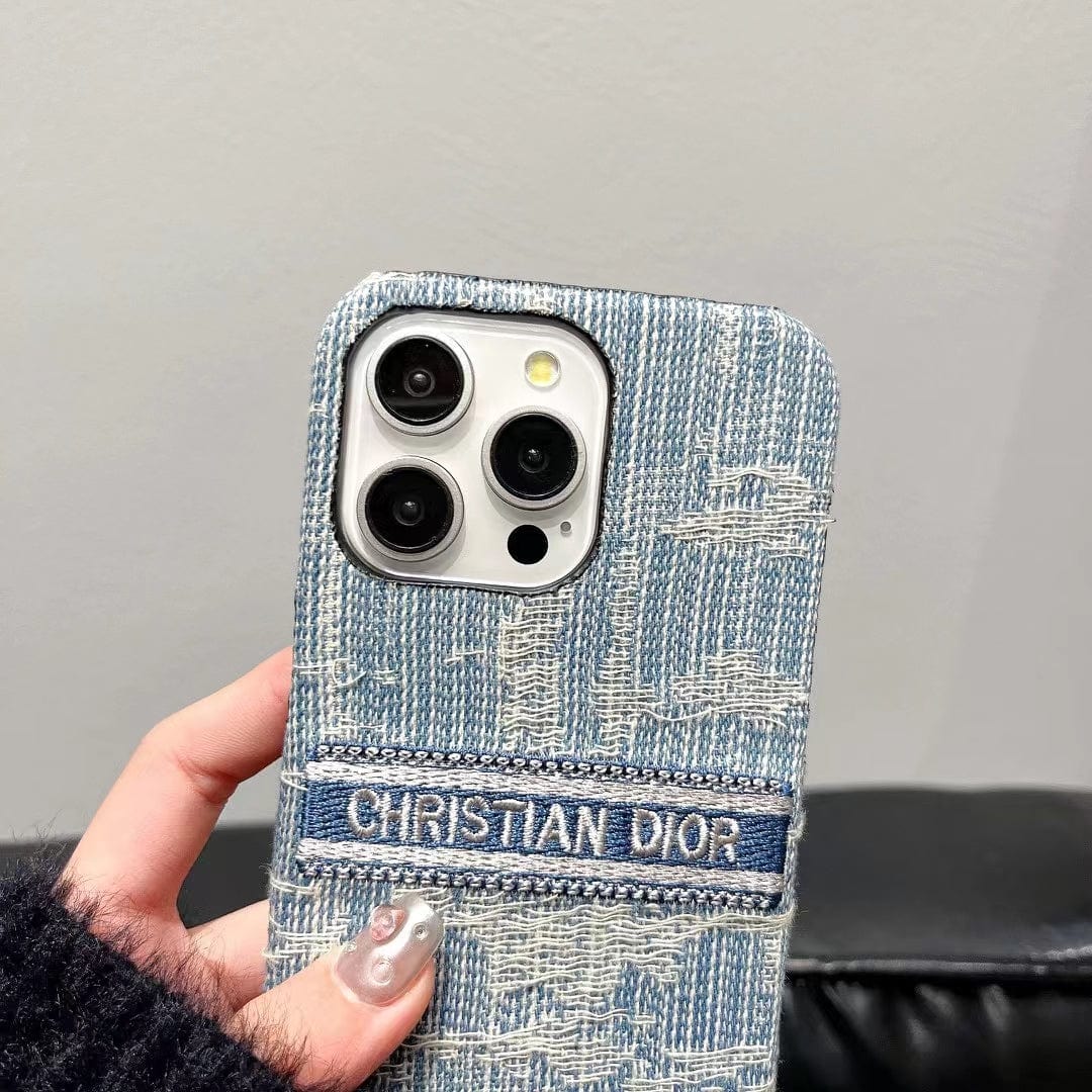 Tunde Store Christian Dior Denim-Inspired iPhone Case with Hand Strap