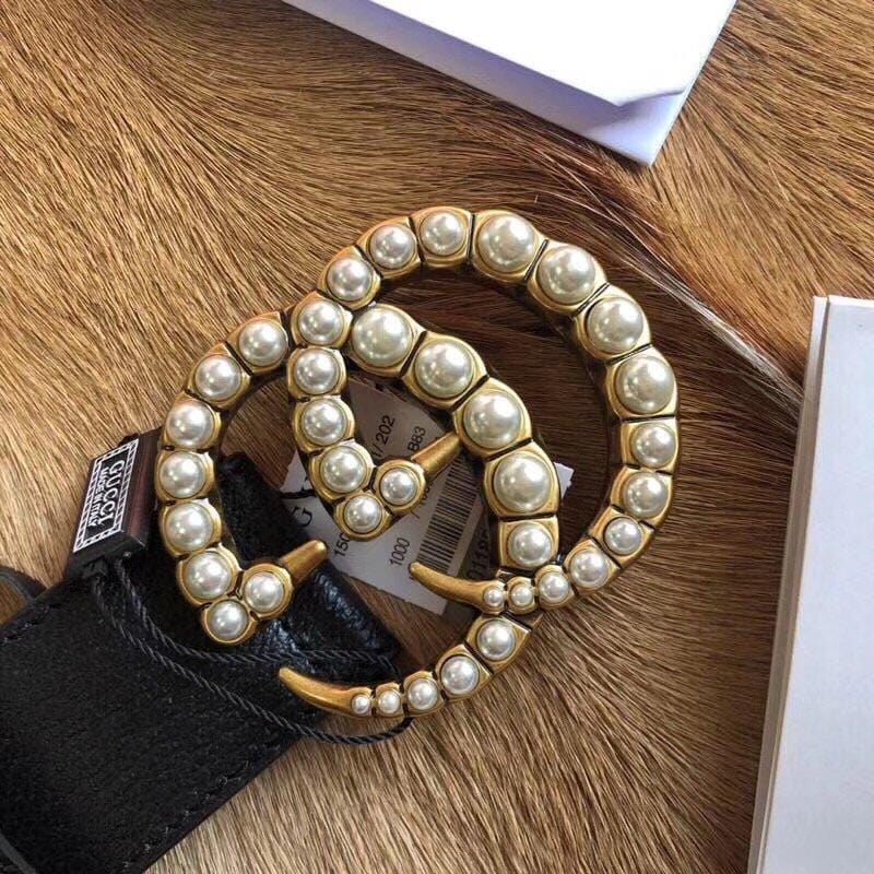 Tunde Store Classic Gucci Belt - Pearled Gucci Buckle