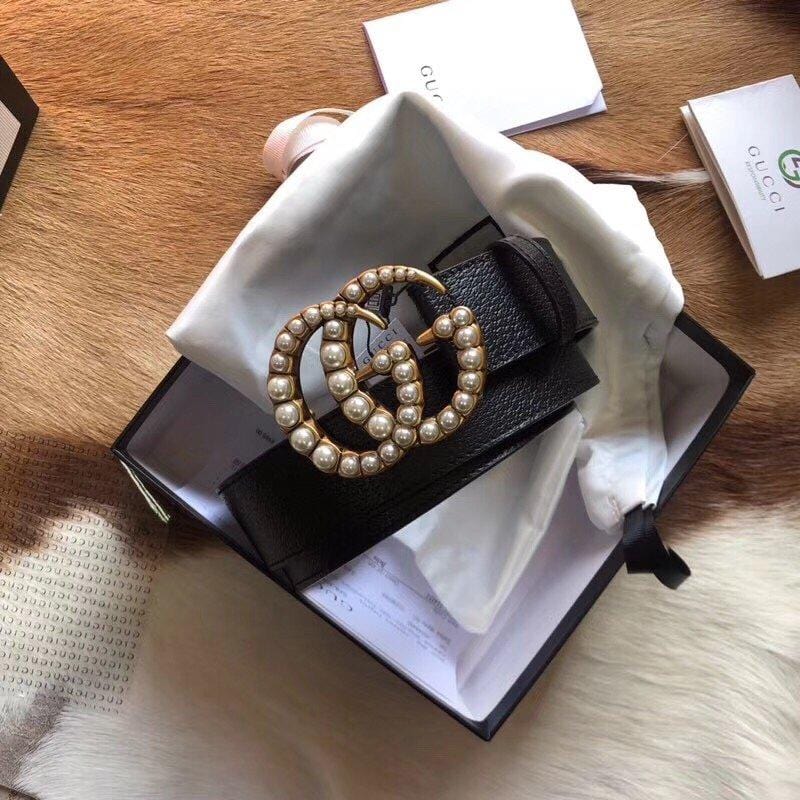 Tunde Store Classic Gucci Belt - Pearled Gucci Buckle