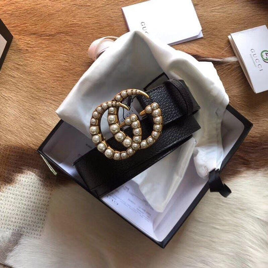 Tunde Store Classic Gucci Belt - Pearled Gucci Buckle