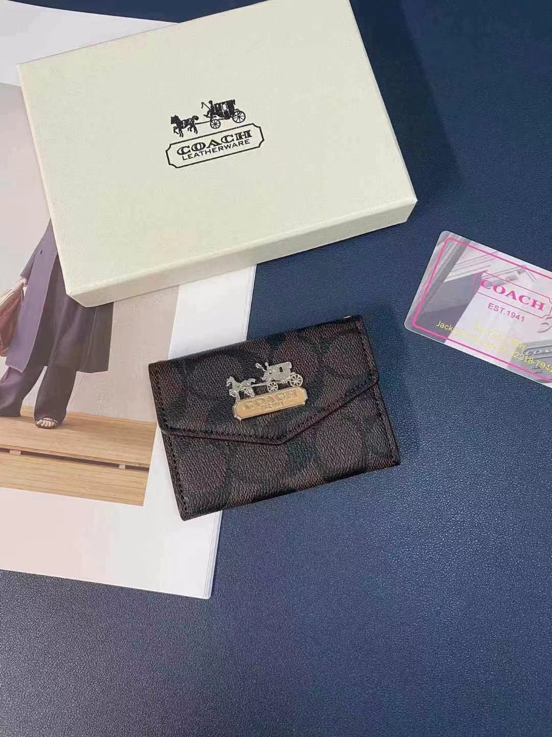 Tunde Store Coach Signature Card Holder Wallet with Horse and Carriage Logo