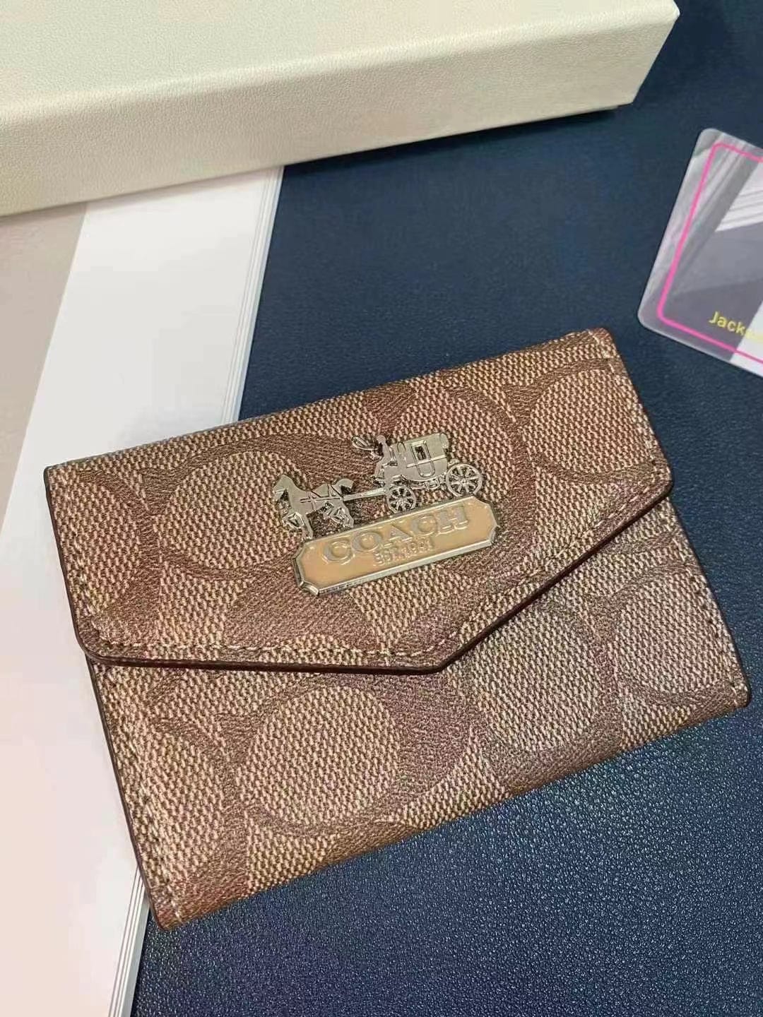 Tunde Store Coach Signature Card Holder Wallet with Horse and Carriage Logo