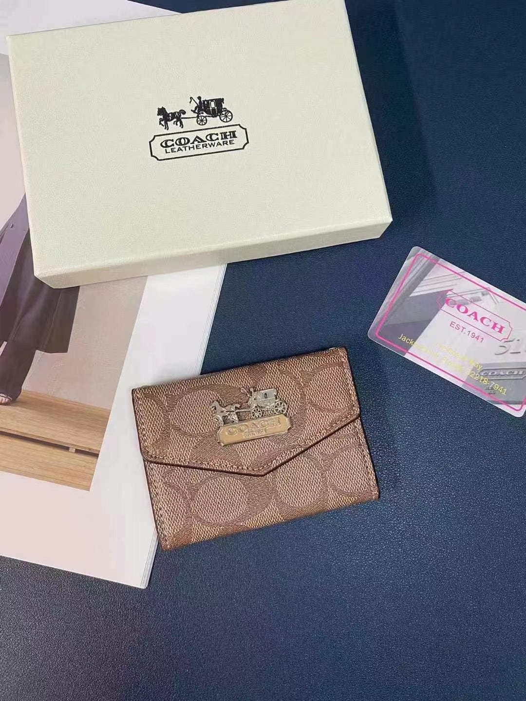 Tunde Store Coach Signature Card Holder Wallet with Horse and Carriage Logo