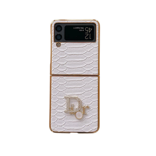 Tunde Store Dior Black and White Leather Z Flip Phone Case