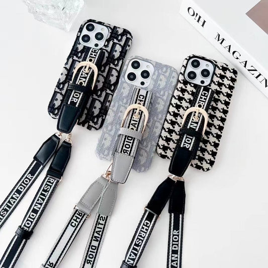 Tunde Store Dior Designer Strap iPhone Cases with Adjustable Lanyard