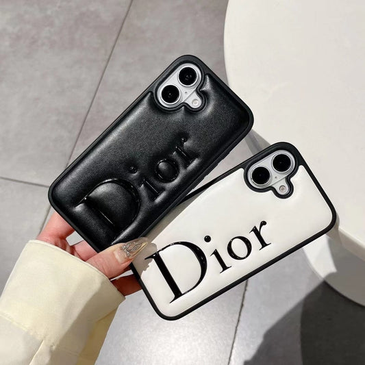 Tunde Store Dior Embossed Logo Leather iPhone Case