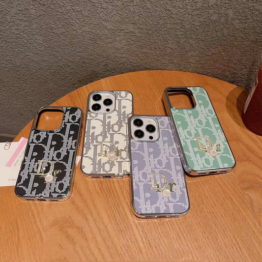 Tunde Store Dior iPhone Cases with Iconic Pattern and Pearl Accent