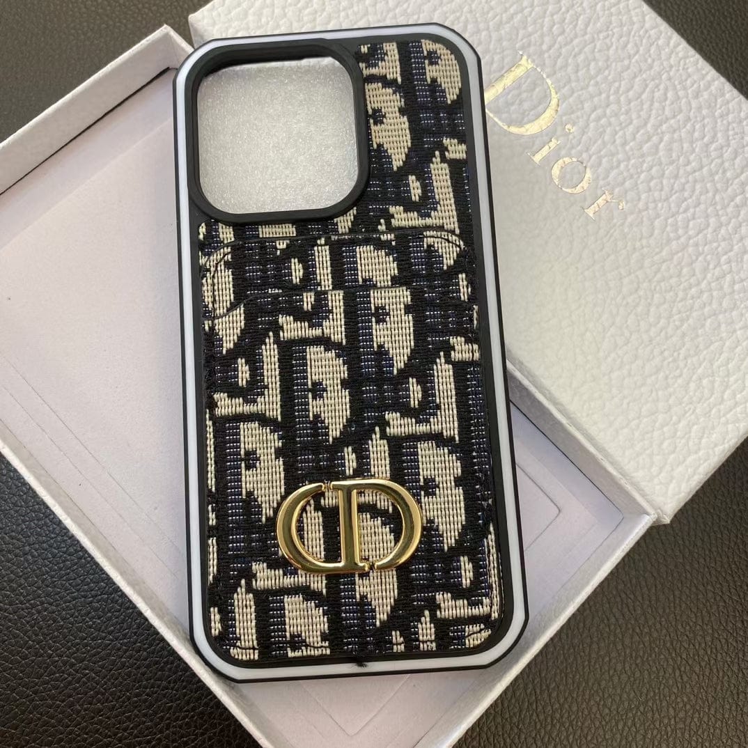Tunde Store Dior Monogram iPhone Cases with Gold "CD" Logo and Card Holder - Signature Series