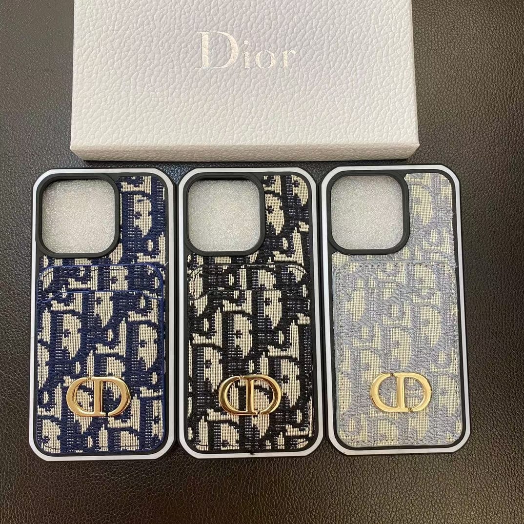 Tunde Store Dior Monogram iPhone Cases with Gold "CD" Logo and Card Holder - Signature Series