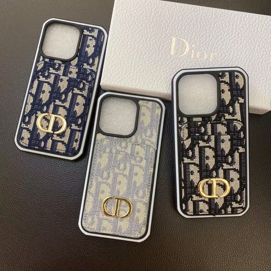 Tunde Store Dior Monogram iPhone Cases with Gold "CD" Logo and Card Holder - Signature Series