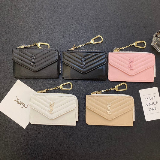 Tunde Store Fashioned YSL Card Holder Wallet with keychain holder