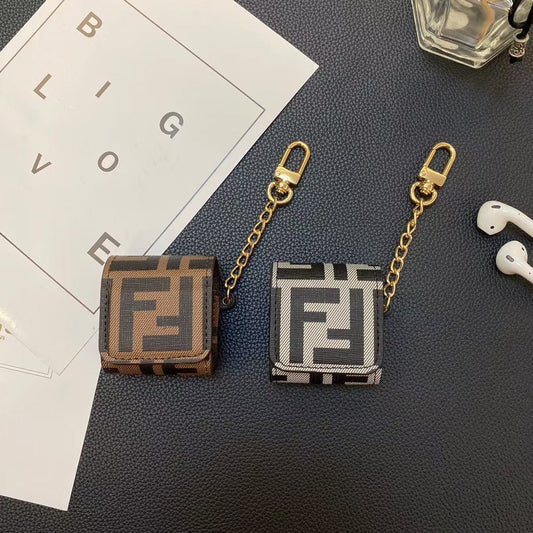 Tunde Store Fendi Monogram Airpod Covers with Gold Chain