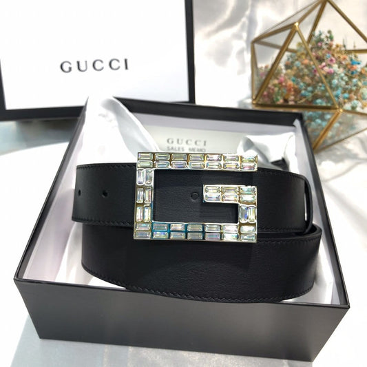 Tunde Store Gucci Black Leather Belt - Glamorous Buckle.