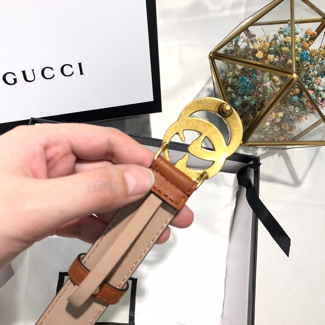 Tunde Store Gucci Brown Leather Gucci Belt for women