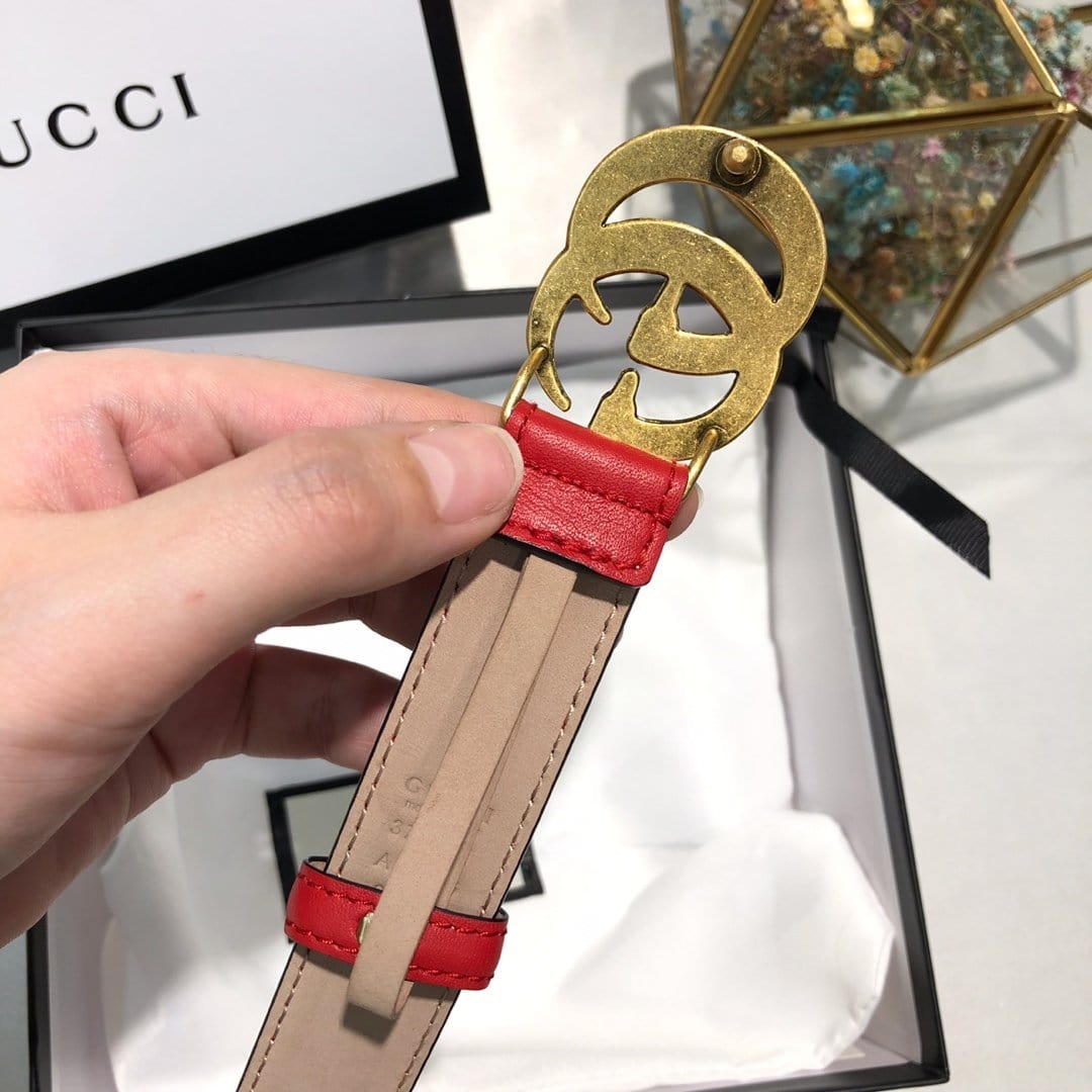 Tunde Store Gucci Crimson Leather Belt - Glamorous Buckle