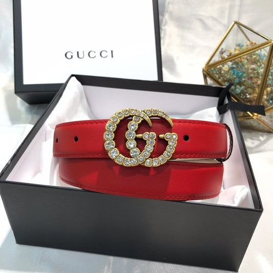 Tunde Store Gucci Crimson Leather Belt - Glamorous Buckle