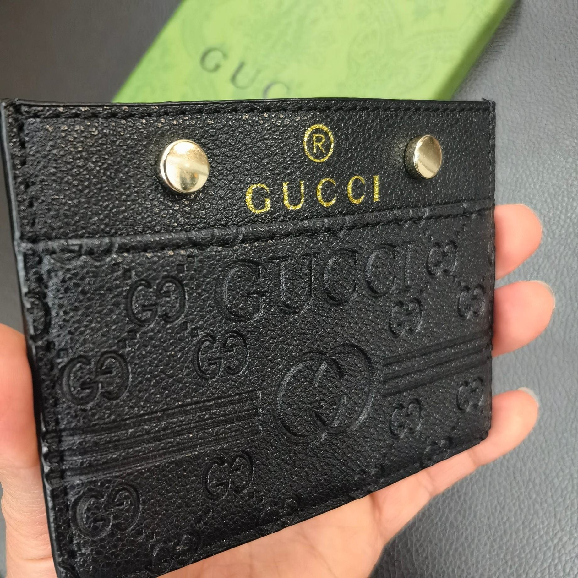 Tunde Store Gucci Embossed Leather Card Holder Wallet