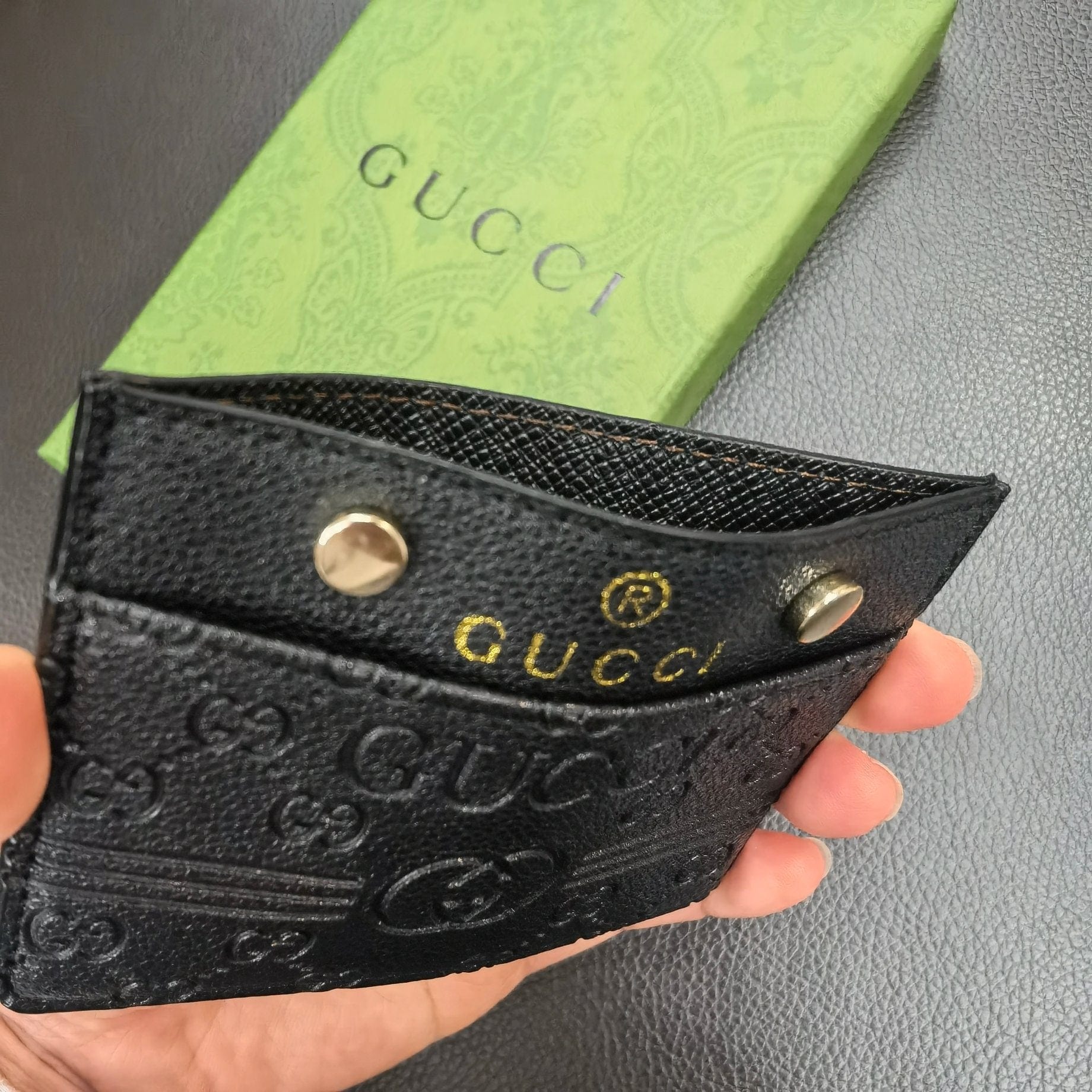 Tunde Store Gucci Embossed Leather Card Holder Wallet