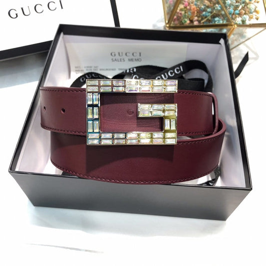 Tunde Store Gucci Mahogany Leather Belt - Glamorous Buckle