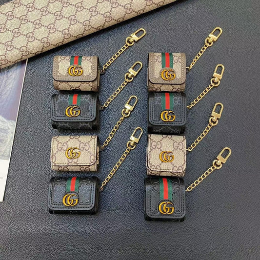 Tunde Store Gucci Monogram AirPods Covers with Keychain - Set of Four