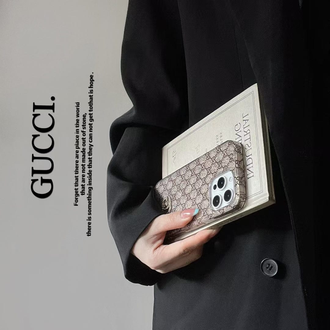 Tunde Store Gucci Monogram Glitter iPhone Case with Rhinestone GG Logo