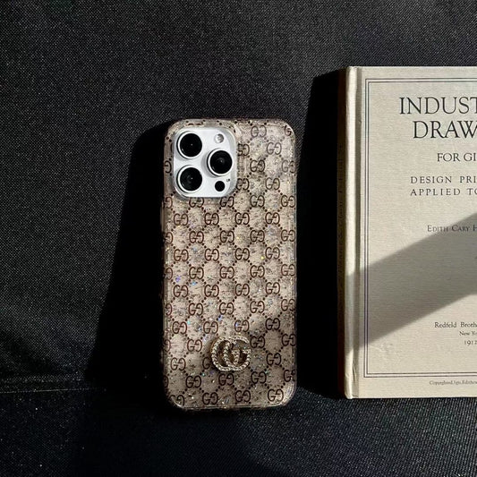 Tunde Store Gucci Monogram Glitter iPhone Case with Rhinestone GG Logo