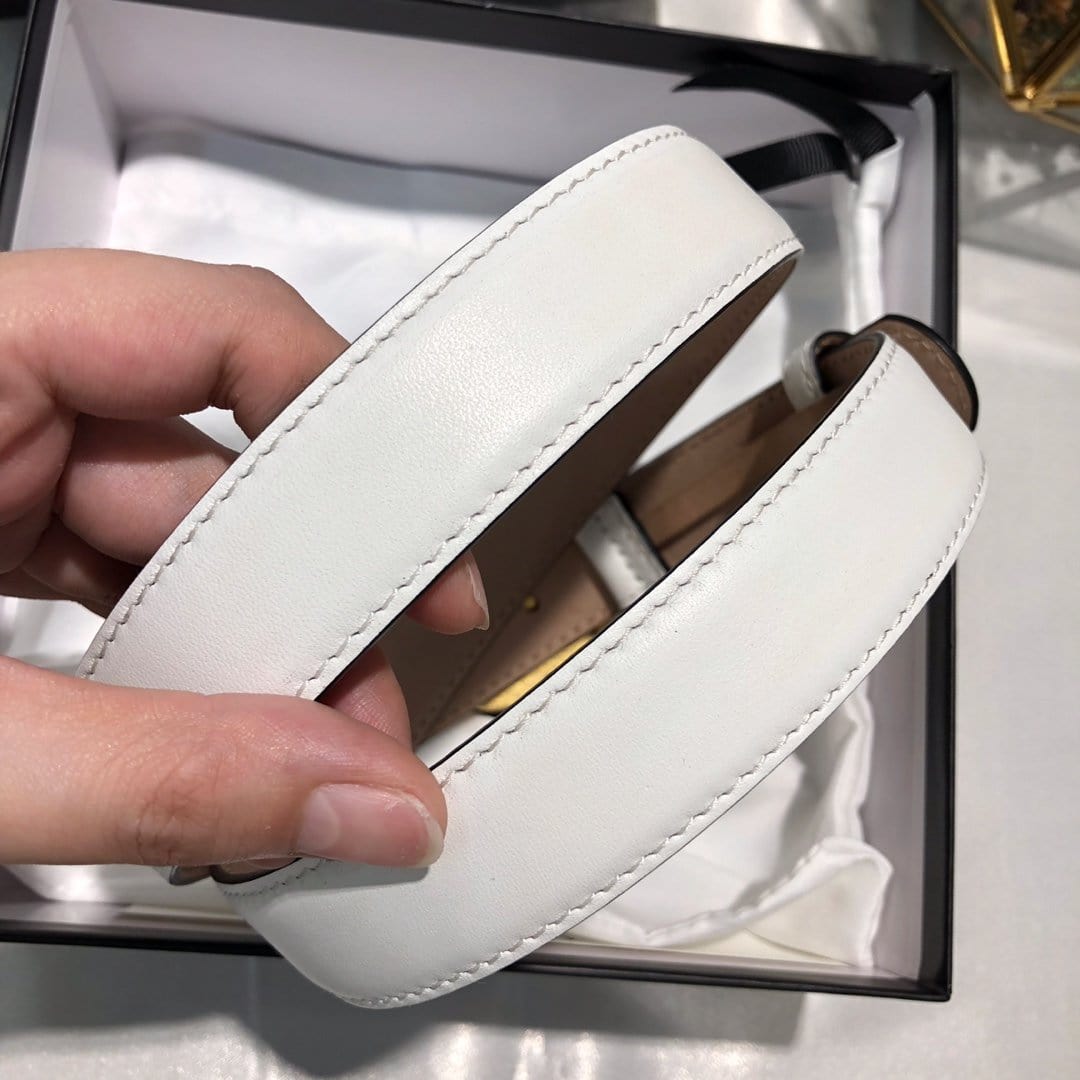 Tunde Store Gucci Pure White Leather Belt - Glamorous Buckle