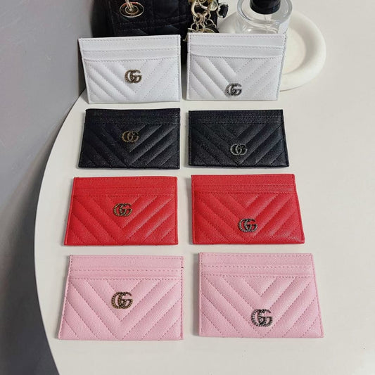 Tunde Store Gucci Quilted Leather Card Holders Wallet with Double G Logo - Set of Six