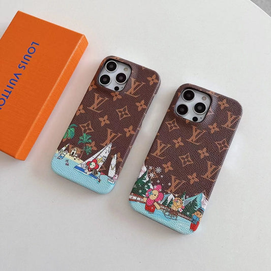 Tunde Store iPhone 12 - 15 Pro Max Luxury Leather Phone Case  With Phone Protective Cover