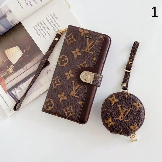 Tunde Store Leather Folio Louis Vuitton And Gucci iPhone Case for iphone 12, iphone 13 + FREE AIRPODS PRO CASE