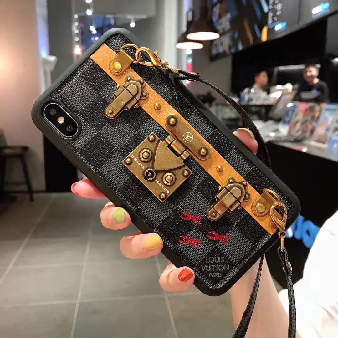 Tunde Store Leather Louis Vuitton iphone Case with straps