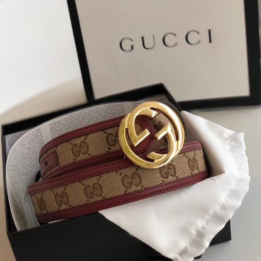 Tunde Store Limited Edition Burgundy & Brown Leather Gucci Belt