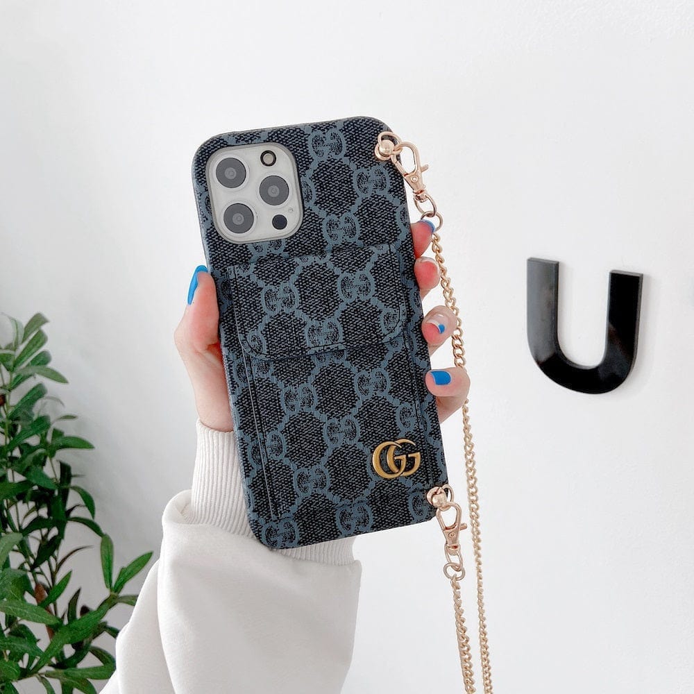 Tunde Store Louis Vuitton And Gucci Back Pocket iPhone 14 Case With Straps