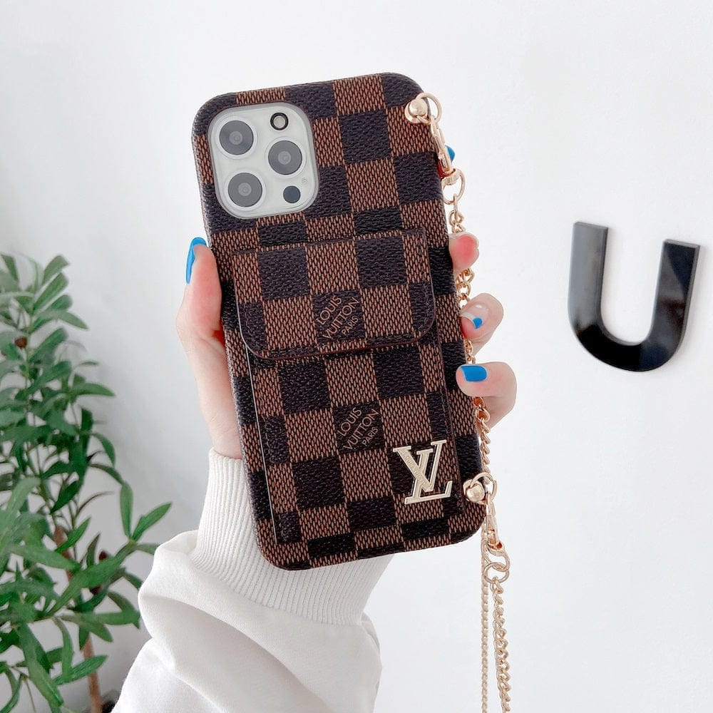Tunde Store Louis Vuitton And Gucci Back Pocket iPhone 14 Case With Straps