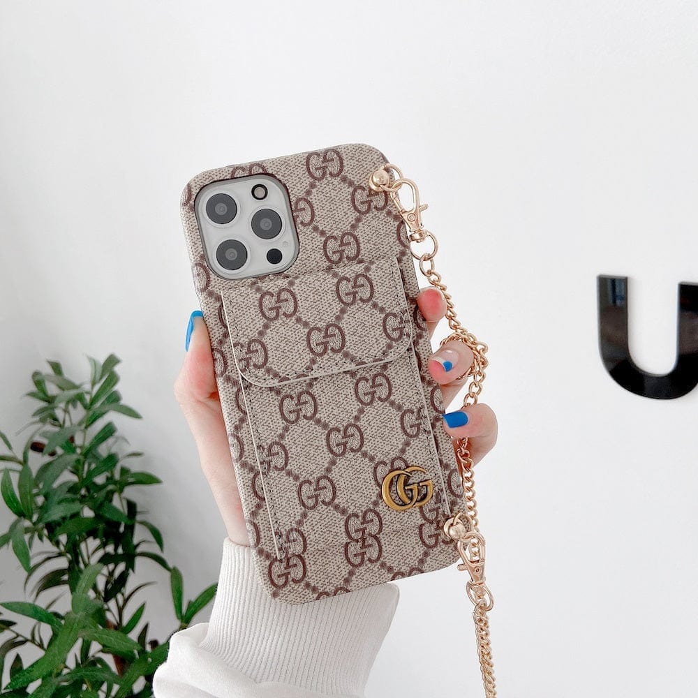 Tunde Store Louis Vuitton And Gucci Back Pocket iPhone 14 Case With Straps