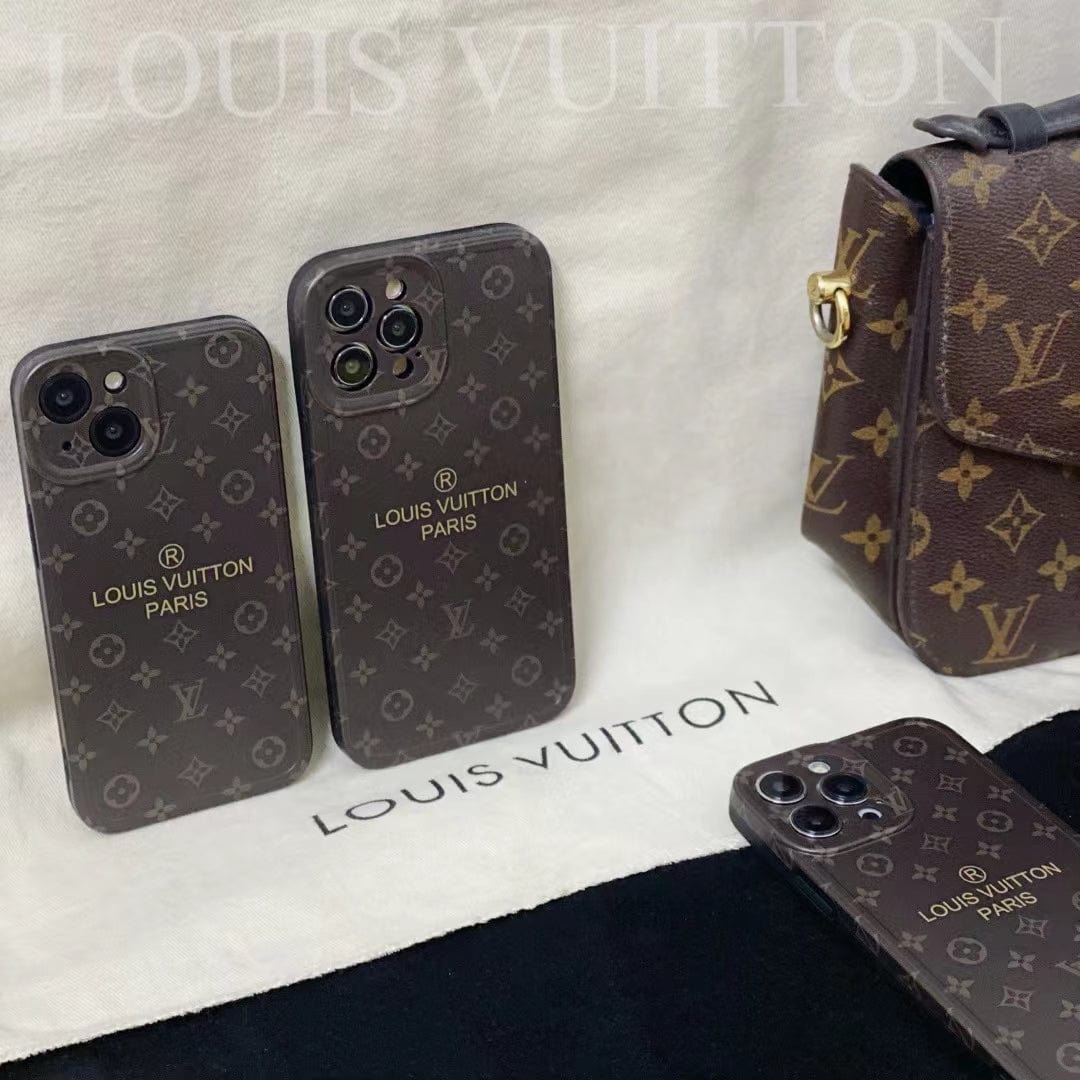 Tunde Store Louis Vuitton Classic Monogram iPhone Cases with Gold Branding