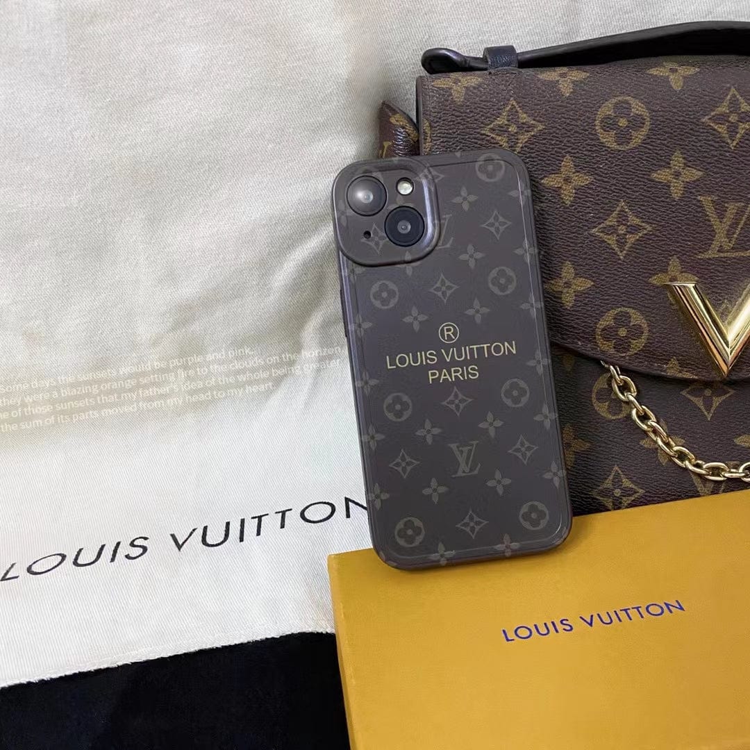 Tunde Store Louis Vuitton Classic Monogram iPhone Cases with Gold Branding