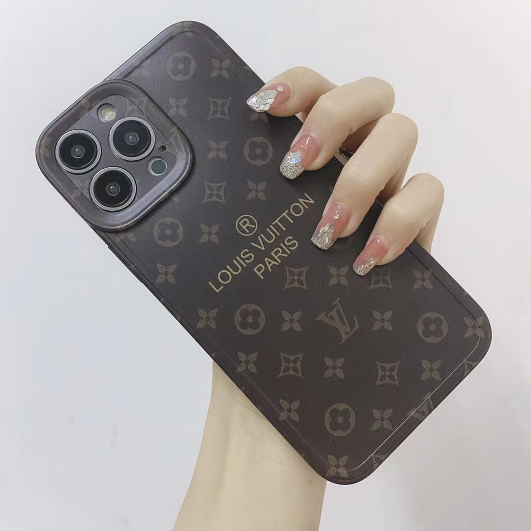 Tunde Store Louis Vuitton Classic Monogram iPhone Cases with Gold Branding
