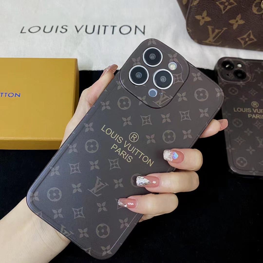 Tunde Store Louis Vuitton Classic Monogram iPhone Cases with Gold Branding