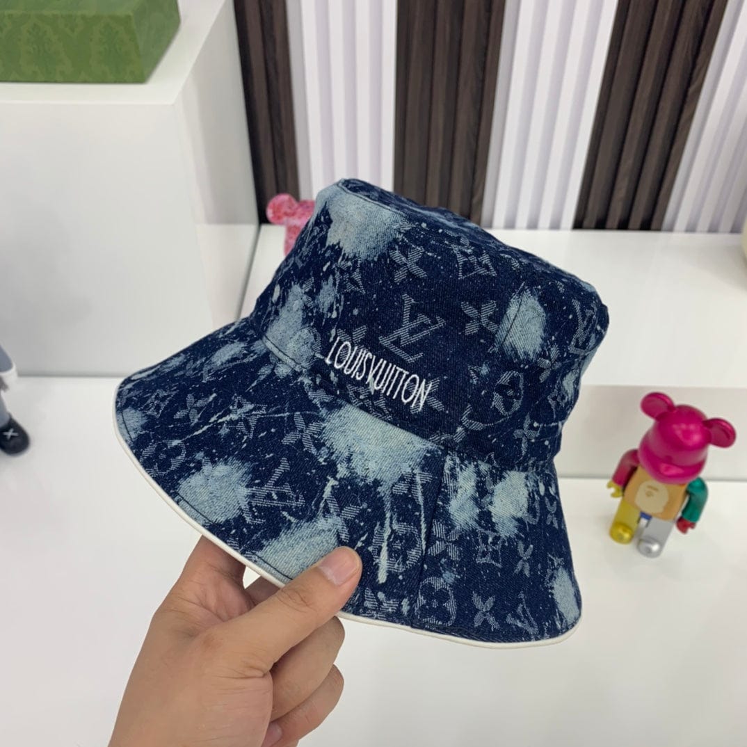 Tunde Store Louis Vuitton Distressed Denim Monogram Bucket Hat