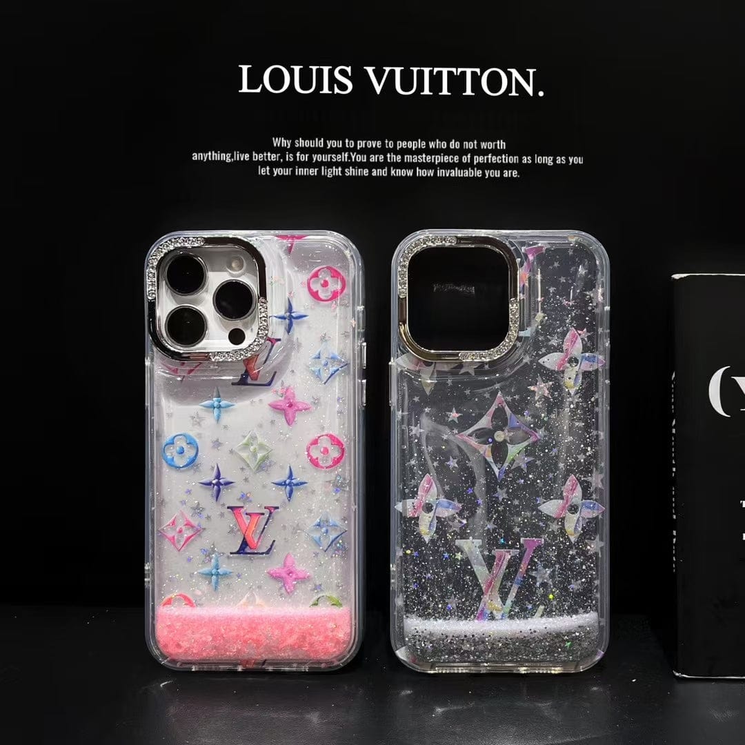 Tunde Store Louis Vuitton Glitter Sparkle Monogram iPhone Case with Rhinestone Camera Ring