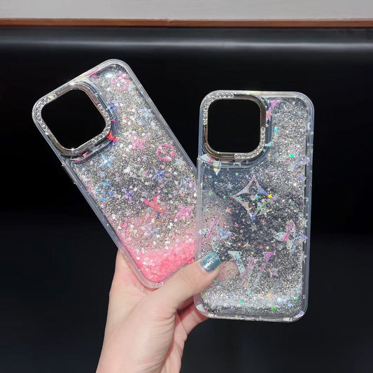 Tunde Store Louis Vuitton Glitter Sparkle Monogram iPhone Case with Rhinestone Camera Ring