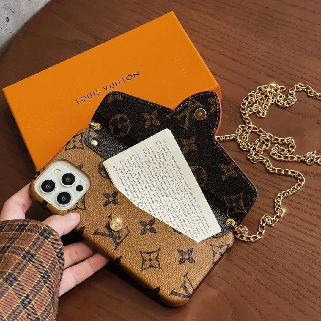 Tunde Store Louis Vuitton iPhone 14 Wallet Case With Straps | Louis Vuitton Back Pocket case for iPhone 14